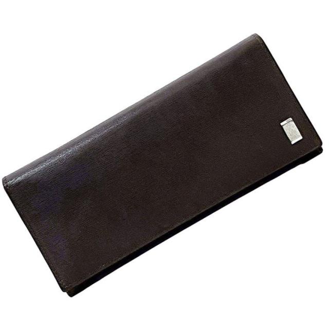 ダンヒル 二つ折り 長財布 ec-21872 ブラウン サイドカー DUFP1010E 財布 美品 レザー 中古 dunhill 折り財布 金具 シンプル ロゴ 定番 人気 男性 メンズ 箱付き 茶色 革 お洒落 ロング ウォレット ワンポイント エレガント 高級感 上品 ブランド 本物 鑑定済み