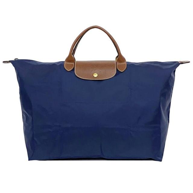 ロンシャン トートバッグ ec-21939 ネイビー ブラウン プリアージュ L1624089556 美品 ナイロン レザー 中古 LONGCHAMP 大容量 ファスナー 折り畳み コンパクト 軽い ハンドバッグ 定番 人気 レディース トート 紺色 シンプル お洒落 ブランド 本物 鑑定済みの通販は 9,344円