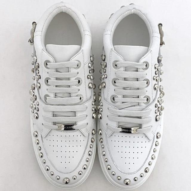 ジミーチュウ スニーカー ec-21976 ホワイト ROMAN 036520 未使用 美品 25.0cm レザー スタッズ Sランク JIMMY CHOO アパレル メンズ シューズ 靴 ローカット ベルトモチーフ 白 箱付 ロゴ ワンカラー 男性 定番 人気 ブランド 本物 鑑定済み