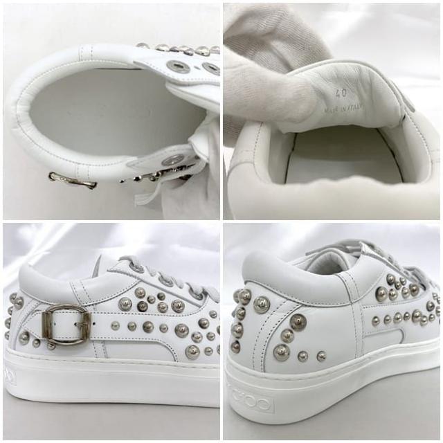 ジミーチュウ スニーカー ec-21976 ホワイト ROMAN 036520 未使用 美品 25.0cm レザー スタッズ Sランク JIMMY CHOO アパレル メンズ シューズ 靴 ローカット ベルトモチーフ 白 箱付 ロゴ ワンカラー 男性 定番 人気 ブランド 本物 鑑定済み