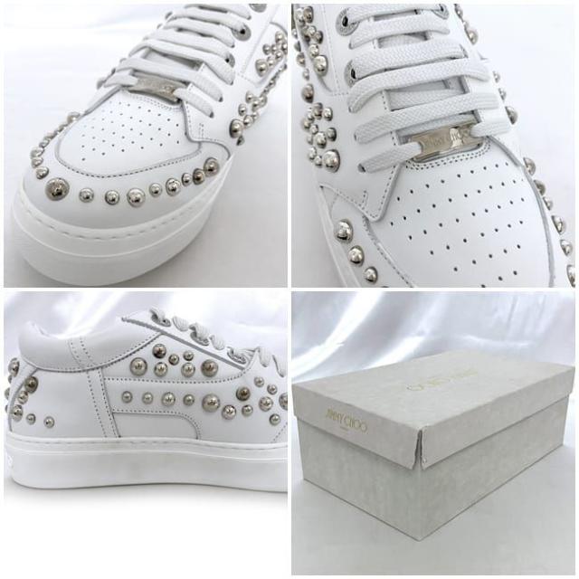 ジミーチュウ スニーカー ec-21976 ホワイト ROMAN 036520 未使用 美品 25.0cm レザー スタッズ Sランク JIMMY CHOO アパレル メンズ シューズ 靴 ローカット ベルトモチーフ 白 箱付 ロゴ ワンカラー 男性 定番 人気 ブランド 本物 鑑定済み