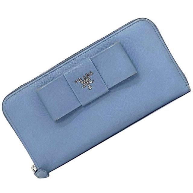 PRADA 長財布 サフィアーノレザー ラウンドファスナー 紺色