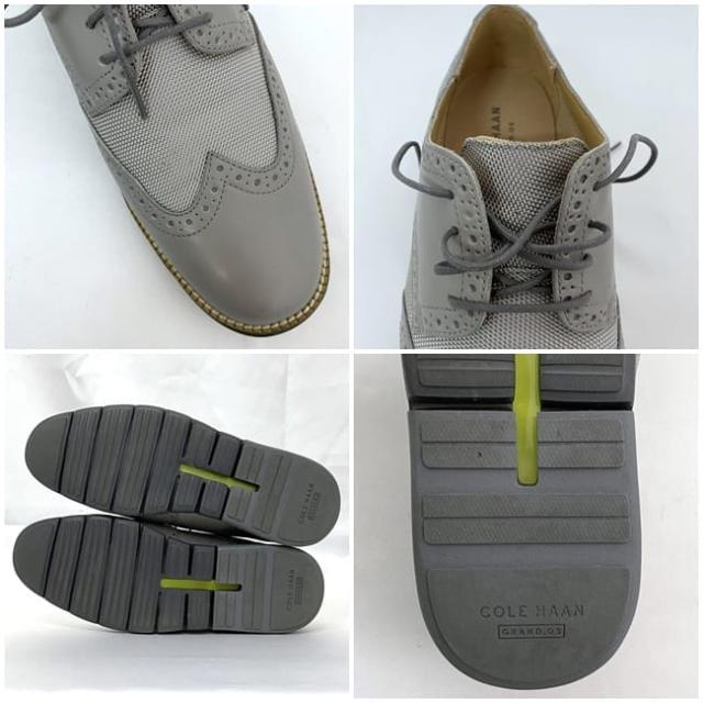 コールハーン シューズ ec-22161 グレー Ｃ14429 美品 27.0cm レザー 中古 COLE HAAN ビジネスシューズ 靴 紐 メッシュ メンズ 男性 アパレル 定番 人気 灰色 革 シンプル お洒落 カジュアル 通勤 通学 仕事 ブランドシューズ 高級感 ブランド 本物 鑑定済み