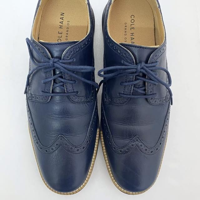 コールハーン シューズ ec-22162 ネイビー C12699 美品 26.5cm レザー 中古 COLE HAAN 靴 ビジネスシューズ 紐 メンズ 男性 アパレル 小物 紺色 革 通勤 通学 仕事 シンプル お洒落 ブランドシューズ エレガント カジュアル 高級感 上品 ブランド 本物 鑑定済み