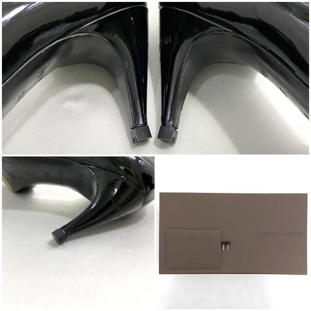 ルイ ヴィトン パンプス ec-22169 ブラック ノワール 美品 24.0cm パテント レザー 中古 PB1016 LOUIS VUITTON ヒール サイドオープン エナメル アパレル レディース シューズ 黒色 革 箱付き 通勤 通学 仕事 ビジネス 靴 LV シンプル ブランド 本物 鑑定済み