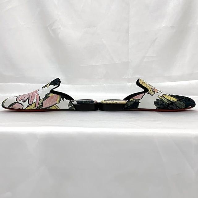 クリスチャン ルブタン フラット シューズ ec-22255 ピンク ホワイト グリーン イエロー ブラック マルチカラー 未使用 美品 26.5cm 刺繍 キャンバス レザー Sランク Christian Louboutin アパレル 花 刺繍 スリッパ ロー サボ メンズ ブランド 本物 鑑定済み