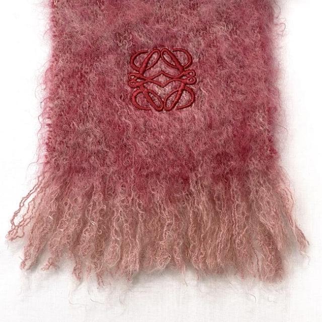 LOEWE ロエベ モヘアマフラー アナグラムロゴ刺繍 レッド