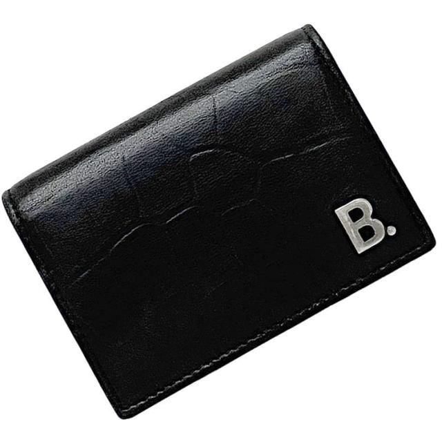 美品 バレンシアガ Bロゴ クロコ型押し 三つ折り財布 美品