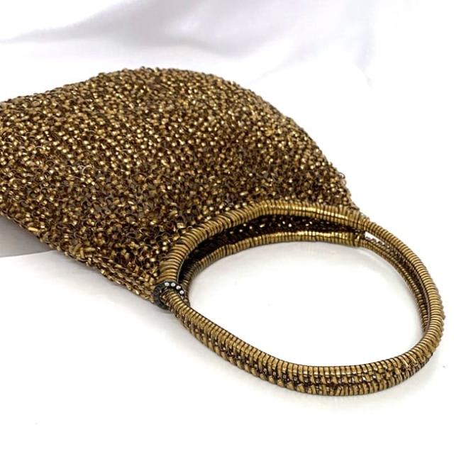 アンテプリマ トートバッグ ワイヤーバッグ ec-22336 ゴールド ブラウン 美品 PVC 中古 ANTEPRIMA 編み込み ハンドバッグ ヴィンテージ ワイヤートート 定番 人気 女性 レディース お洒落 キラキラ トート バッグ コンパクト エレガント ブランド 本物 鑑定済み アンテプリマ トートバッグ ワイヤーバッグ ec-22336 ゴールド