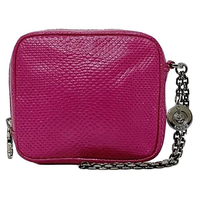 ロエベ ポーチ ec-22342 ピンク 270901 美品 レザー 中古 LOEWE 型押し 小物入れ Ｌ字ファスナー ファスナー シンプル チェーン スクエア クロコ 定番 人気 革 女性 レディース 小さい 小物 ケース コンパクト ミニ お洒落 高級感 上品 ブランド 本物 鑑定済み