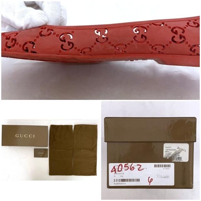 グッチ シューズ ec-22486 レッド ORANGE シマ 190792 美品 23.0cm ラバー 中古 18700 6504 GUCCI ローシューズ GG 靴 軽い レディース ロゴ パンチング 定番 人気 お洒落 女性 赤色 歩きやすい カジュアル 通勤 通学 小物 高級感 上品 ブランド 本物 鑑定済み