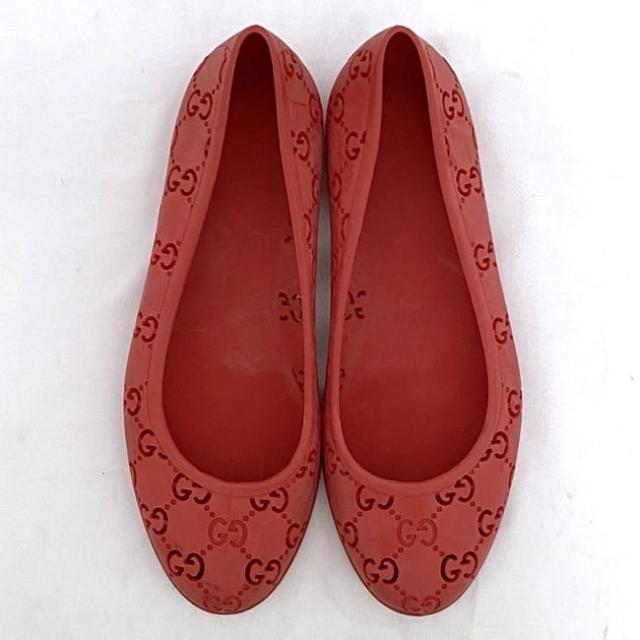 グッチ シューズ ec-22486 レッド ORANGE シマ 190792 美品 23.0cm ラバー 中古 18700 6504 GUCCI ローシューズ GG 靴 軽い レディース ロゴ パンチング 定番 人気 お洒落 女性 赤色 歩きやすい カジュアル 通勤 通学 小物 高級感 上品 ブランド 本物 鑑定済み