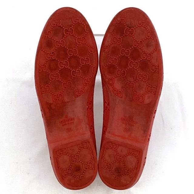 グッチ シューズ ec-22486 レッド ORANGE シマ 190792 美品 23.0cm ラバー 中古 18700 6504 GUCCI ローシューズ GG 靴 軽い レディース ロゴ パンチング 定番 人気 お洒落 女性 赤色 歩きやすい カジュアル 通勤 通学 小物 高級感 上品 ブランド 本物 鑑定済み