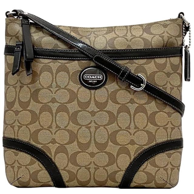 【美品】コーチ ショルダーバッグ メッセンジャー シグネチャー 茶 PVC 美品】コーチ ショルダーバッグ メッセンジャー シグネチャー 茶 PVC