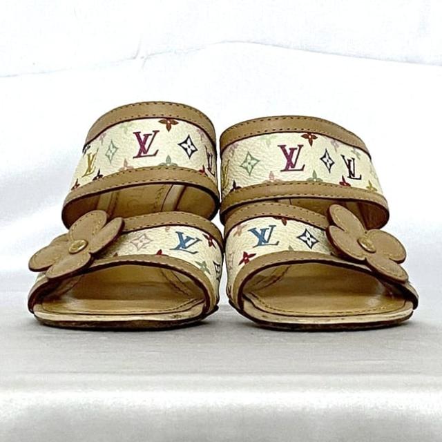 ルイ ヴィトン ミュール  ec-22553 ベージュ ホワイト マルチカラー モノグラム マルチ 美品 22.5cm モノグラムキャンバス ヌメ革 中古 MA0094 LOUIS VUITTON サンダル フラワー モノグラムフラワー アパレル レディース シューズ 靴 ブランド 本物 鑑定済み