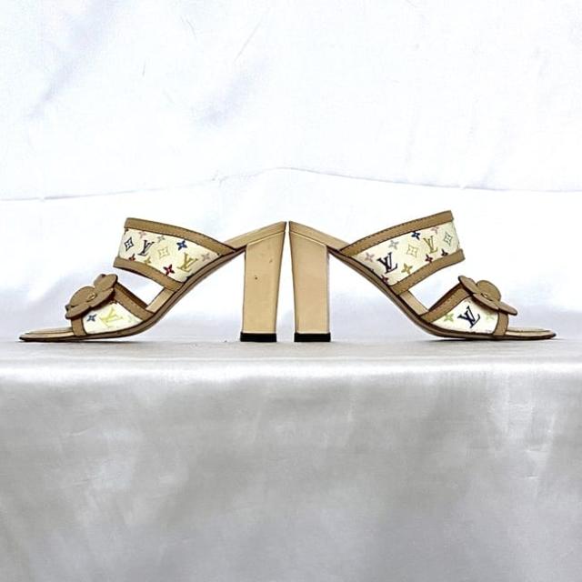 ルイ ヴィトン ミュール  ec-22553 ベージュ ホワイト マルチカラー モノグラム マルチ 美品 22.5cm モノグラムキャンバス ヌメ革 中古 MA0094 LOUIS VUITTON サンダル フラワー モノグラムフラワー アパレル レディース シューズ 靴 ブランド 本物 鑑定済み
