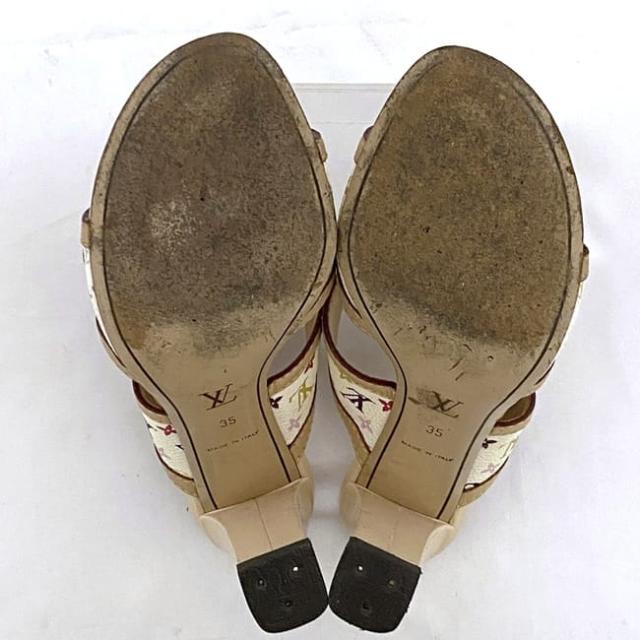 ルイ ヴィトン ミュール  ec-22553 ベージュ ホワイト マルチカラー モノグラム マルチ 美品 22.5cm モノグラムキャンバス ヌメ革 中古 MA0094 LOUIS VUITTON サンダル フラワー モノグラムフラワー アパレル レディース シューズ 靴 ブランド 本物 鑑定済み