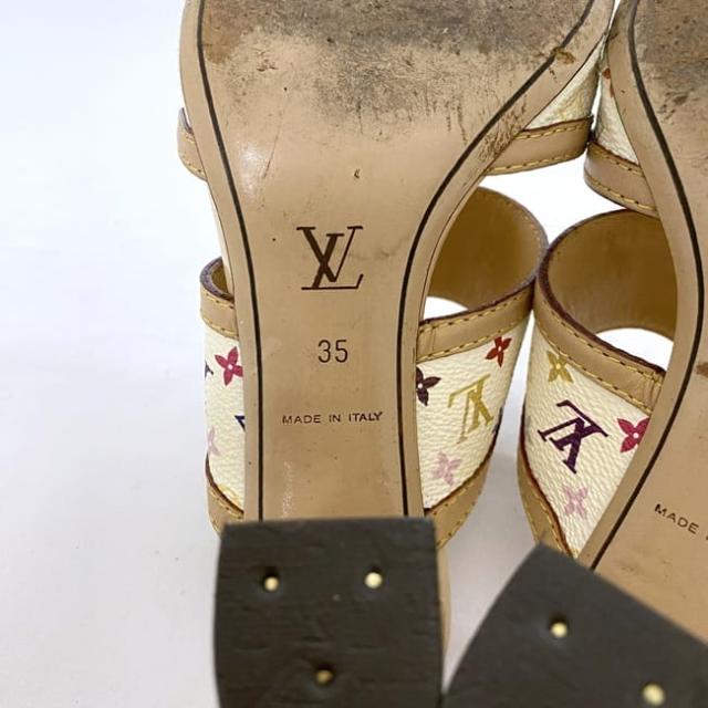 ルイ ヴィトン ミュール  ec-22553 ベージュ ホワイト マルチカラー モノグラム マルチ 美品 22.5cm モノグラムキャンバス ヌメ革 中古 MA0094 LOUIS VUITTON サンダル フラワー モノグラムフラワー アパレル レディース シューズ 靴 ブランド 本物 鑑定済み