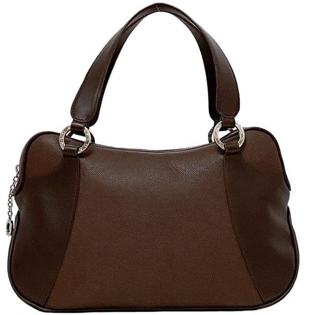 ブルガリ ハンドバッグ ec-22641 ダーク ブラウン ブルガリブルガリ 美品 レザー 中古 BVLGARI ミニ ボストン ロゴ ファスナー グレインレザー 茶色 人気 定番 お洒落 上品 高級感 シンプル エレガント 女性 レディース ユニセックス ブランド 本物 鑑定済み