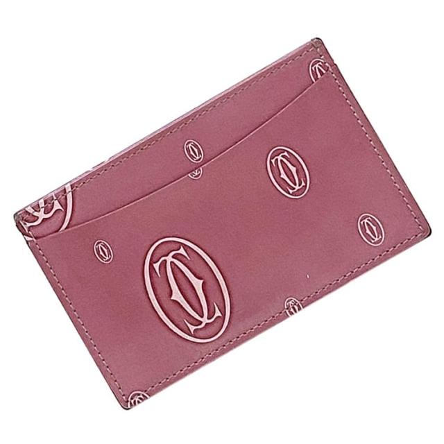 カルティエ カードケース ec-22648 ピンク ハッピーバースデー 美品 レザー 中古 Cartier 総柄 ホルダー 定期入れ 名刺 ケース クレジットカード ロゴ 定番 人気 小さい 小物 カード 革 お洒落 女性 レディース シンプル 高級感 上品 ブランド 本物 鑑定済み
