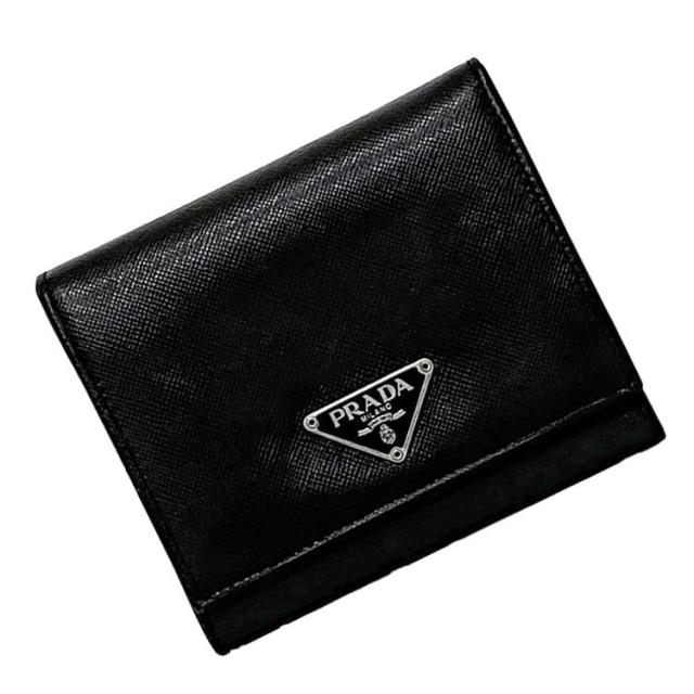 美品✨PRADA プラダ 三つ折り財布 サフィアーノ ブラック 黒