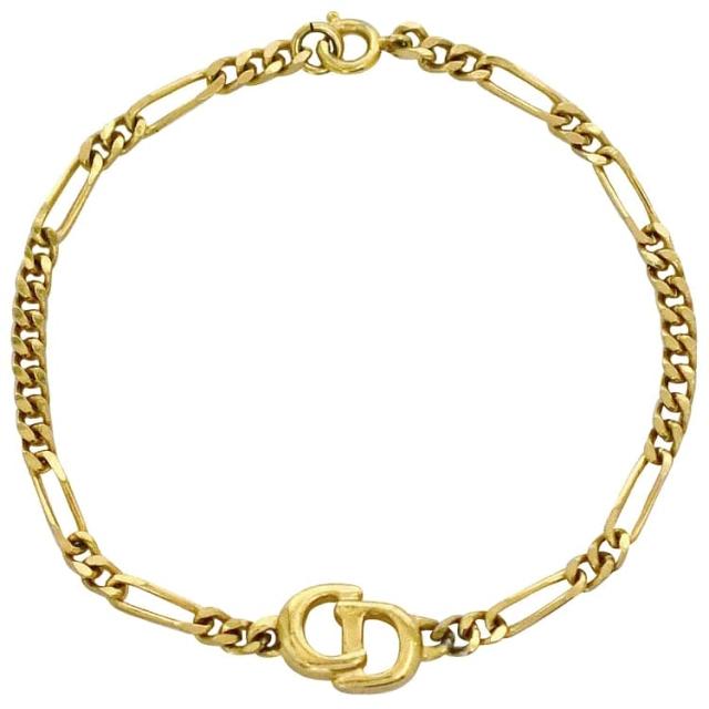 Christian Diorゴールド チェーンブレスレット プレート刻印 Christian