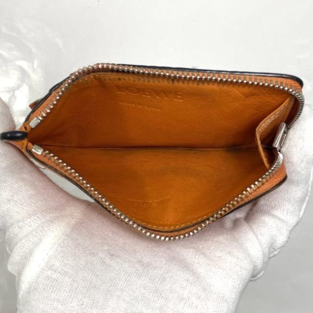 ロエベ ケース ec-22712 オレンジ アナグラム  109.10GZ40 小銭入れ Ｌ字 ファスナー パテント レザー 中古 101926 LOEWE ロゴ ファスナー 財布 定番 人気 女性 レディース 小物 小さい ミニ 革 鮮やか お洒落  小銭 上品 ブランド 本物 鑑定済み