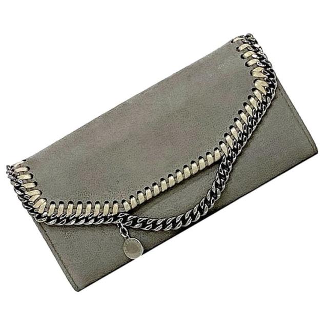 ステラマッカートニー 二つ折り 長財布 ec-22713 グレー ファラベラ 391835 W9132 WI17 1220 財布 合成皮革 中古 STELLA McCARTNEY チェーン ホック 折り財布 フラップ シンプル 定番 人気 レディース 小物 ウォレット 灰色 高級感 上品 ブランド 本物 鑑定済み