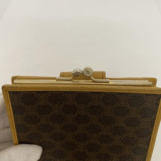 セリーヌ 二つ折り がま口 財布 ec-22717 ブラウン キャメル マカダム