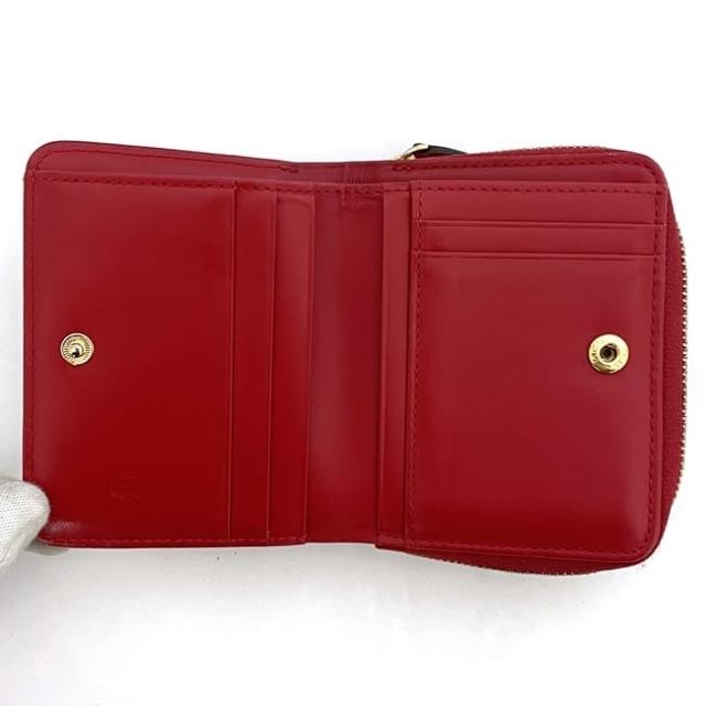 エムシーエム 二つ折り 財布 ec-22820 キャメル ブラウン レッド 美品