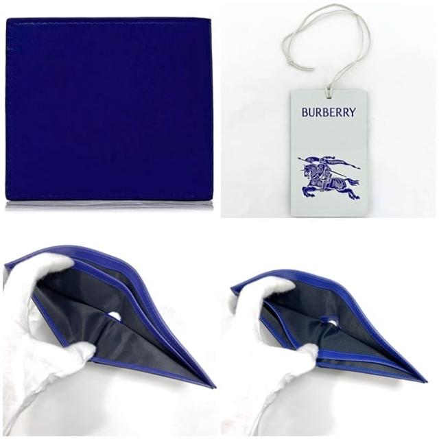 バーバリー 二つ折り 財布 ec-22838 ブルー 8078347 1 札入 未使用 美