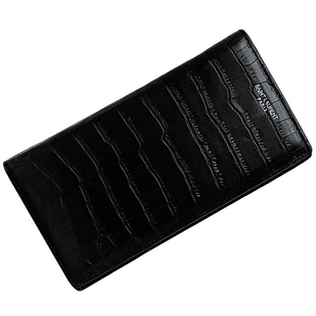 サンローラン 長財布 黒 ブラック 美品 Saint Laurent 長財布 黒 レザー サンローラン 二つ折り 長財布