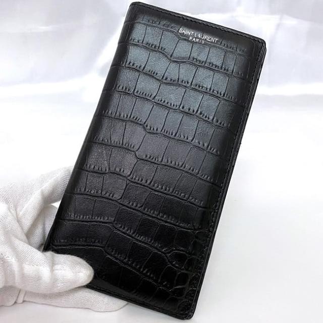 サンローラン 二つ折り 長財布 ec-22840 ブラック 369303 美品 縦 財布