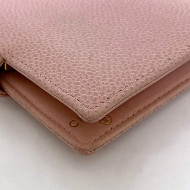シャネル 二つ折り 財布 ec-22875 ピンク ココマーク A13497 美品 がまぐち キャビアスキン レザー 中古 8513669 CHANEL 8番台 ロゴ ヴィンテージ コンパクト ホック ガマグチ 定番 人気 ホック 折り財布 箱付き レディース がま口 ブランド 本物 鑑定済み 折りたたみ財布