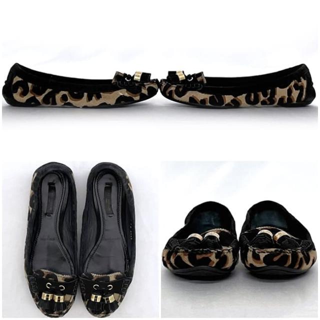 ルイ ヴィトン フラットシューズ ec-22895 ブラック レオパード 23.0cm 美品 ハラコ スエード 中古 FA0142 LOUIS VUITTON タッセル 黒 ヒョウ柄 アパレル シューズ レディース 靴 パンプス 女性 ぺたんこ アニマル柄 フリンジ ブランド 本物 鑑定済み