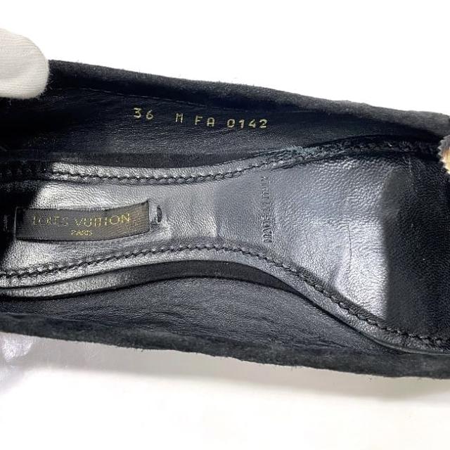 ルイ ヴィトン フラットシューズ ec-22895 ブラック レオパード 23.0cm 美品 ハラコ スエード 中古 FA0142 LOUIS VUITTON タッセル 黒 ヒョウ柄 アパレル シューズ レディース 靴 パンプス 女性 ぺたんこ アニマル柄 フリンジ ブランド 本物 鑑定済み