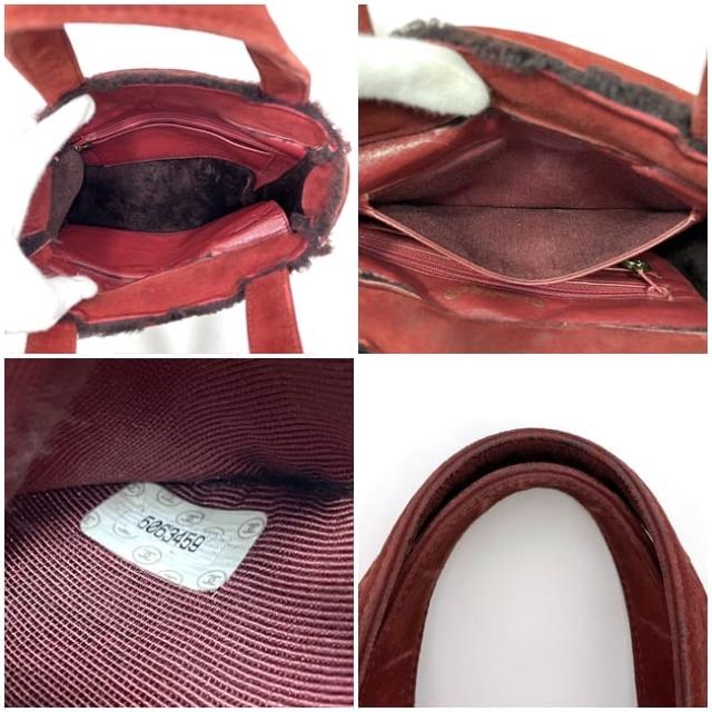 シャネル ムートンバッグ ハンドバッグ ec-22957 レッド 美品 5番台