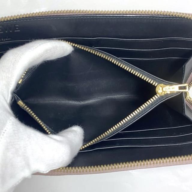 ロエベ ラウンドファスナー 長財布 ec-22964 ベージュピンク リネン