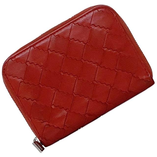 ボッテガヴェネタ ケース ec-22965 レッド イントレチャート 小銭入れ レザー 中古 S02240352Q BOTTEGA VENETA 編み込み 赤 ヴィンテージ ファスナー コンパクト ミニ 財布 レディース メンズ ミニウォレット 定番 人気 ブランド 本物 鑑定済み