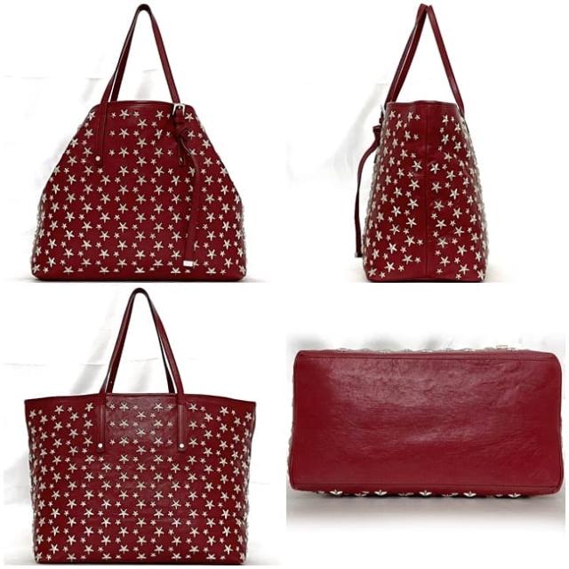 ジミーチュウ トートバッグ ec-22980 レッド 星スタッズ レザー 中古