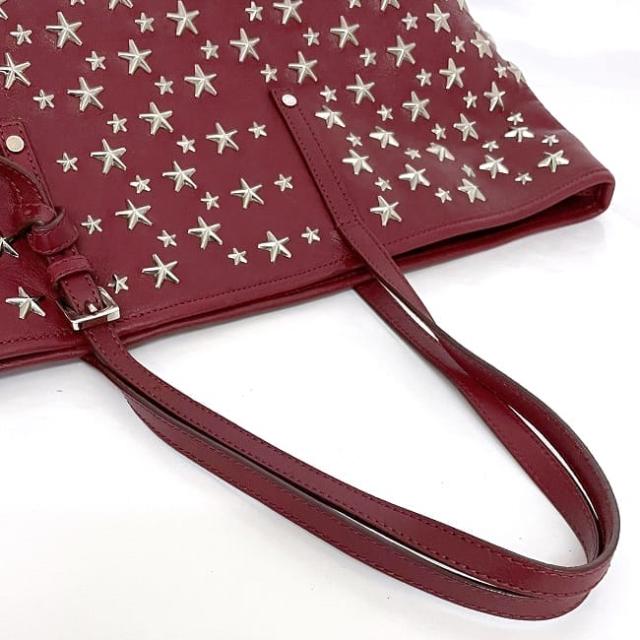 ジミーチュウ トートバッグ ec-22980 レッド 星スタッズ レザー 中古