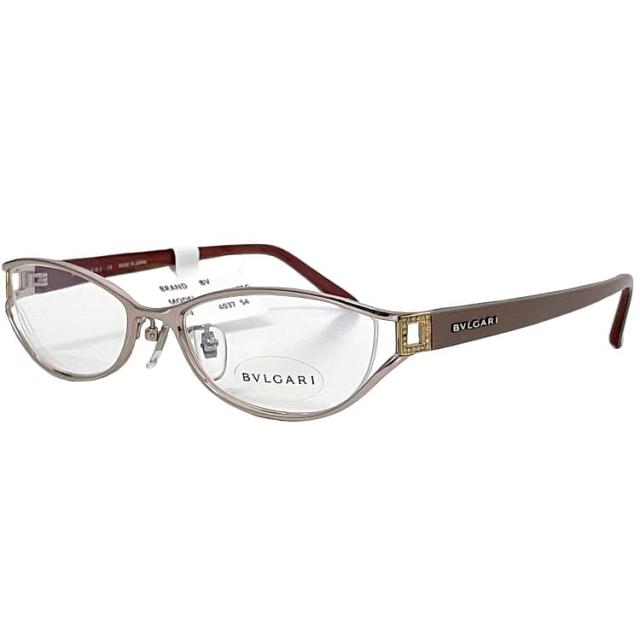 ブルガリ メガネ フレーム ec-23150 ピンクゴールド ピンクベージュ イエローゴールド YG 0BV 2087TG 未使用 美品 750 ダイヤモンド チタニウム Sランク BVLGARI K18 ダイヤ メレーダイヤ フルリム アイウエア サイドロゴ 純正レンズ  ブランド 本物 鑑定済み