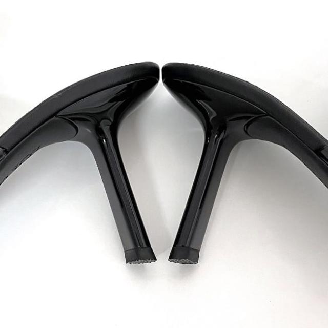 ロエベ ミュール ペタル フラワーサンダル ec-23190 ブラック クリア 美品 22.0cm エナメル レザー 中古 LOEWE アパレル 花 モチーフ クリアサンダル ヒール ピンヒール シューズ 黒 レディース ヒールサンダル 履物 箱付き ブランド 本物 鑑定済み