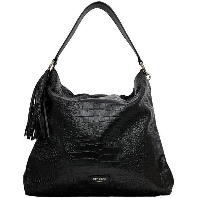 美品】JIMMY CHOO ブラックレザーショルダーバッグ