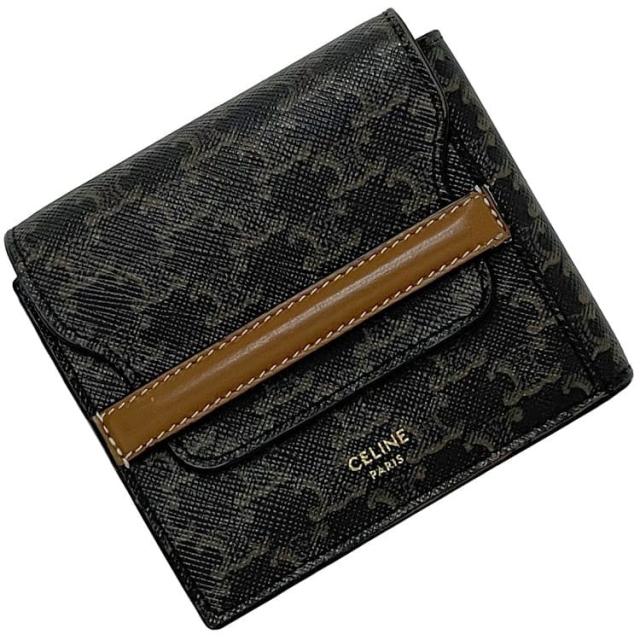 CELINE 二つ折り財布 ブラウン セリーヌ CELINE 財布 二つ折り マカダム コンパクト ダークブラウン