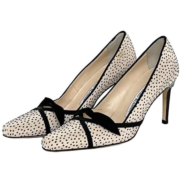 マノロブラニク MANOLO BLANIK パンプス 38 ホワイト リストニー