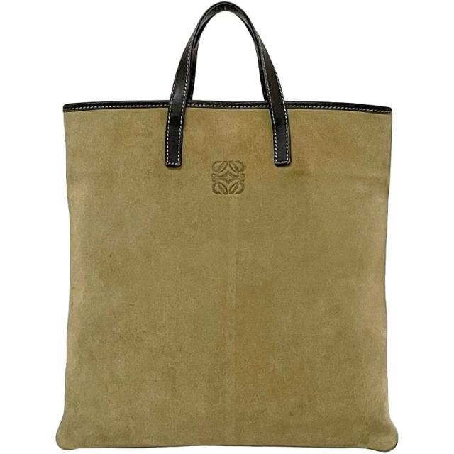 ロエベ トートバッグ ec-23290 ベージュ ブラウン アナグラム 美品 スエード レザー 中古 L19 LOEWE ハンドバッグ ロゴ ワンポイント 薄型 ヴィンテージ メンズ レディース ロゴトート シンプル 定番 人気 スエードレザー ロゴ刻印 ブランド 本物 鑑定済み