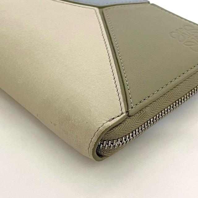 ロエベ ラウンドファスナー 長財布 ec-23297 ベージュ ライトブルー