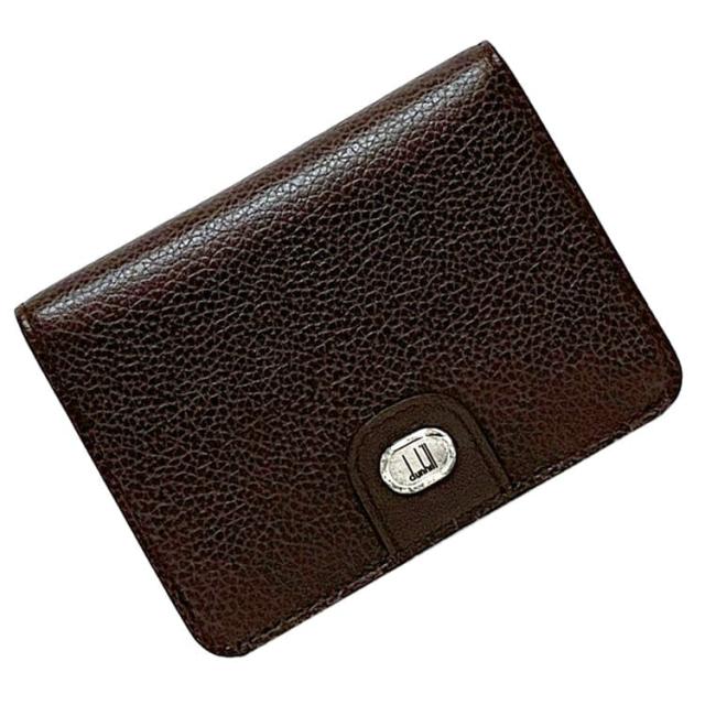 ダンヒル 名刺入れ ec-23306 ブラウン サッチェル 美品 カードケース レザー 中古 L17 dunhill ワンポイント ロゴ マチ有 定番 人気 箱付き お洒落 メンズ 男性 小さい 小物 コンパクト ミニ 革 ケース 茶色 シンプル エレガント 上品 ブランド 本物 鑑定済み