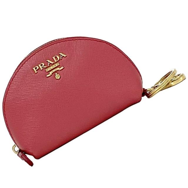 プラダ ケース ec-23314 ピンク 1M1218 美品 サフィアーノ レザー 中古 42 PRADA 小銭入れ 小物入れ ポーチ ファスナー ロゴ 金具 メンズ レディース アクセサリー 金具付き ミニ 財布 ゴールド金具 定番 人気 ブランド 本物 鑑定済み